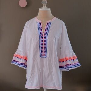 Lilly Pulitzer Russia White Tunic with Pink and Blue Details